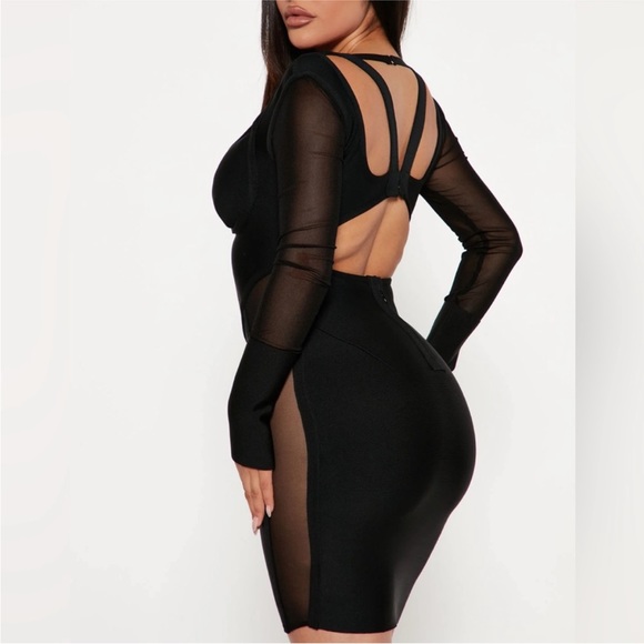 NWT Fashion Nova Black Long Sleeve Bandage Mesh
Mini Dress - Picture 3 of 6